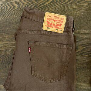 Levi’s 505 regular fit men’s straight leg jeans, brown, 32W x 30L
